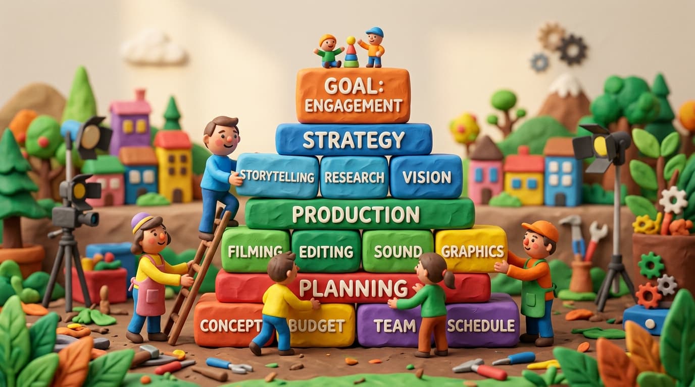 Diagram showing one video branching into multiple content formats across channels