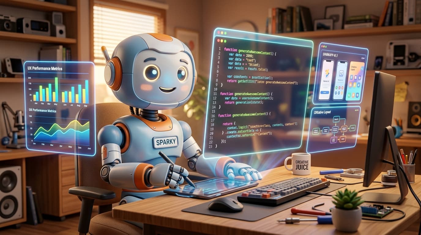 Friendly robot at holographic screens