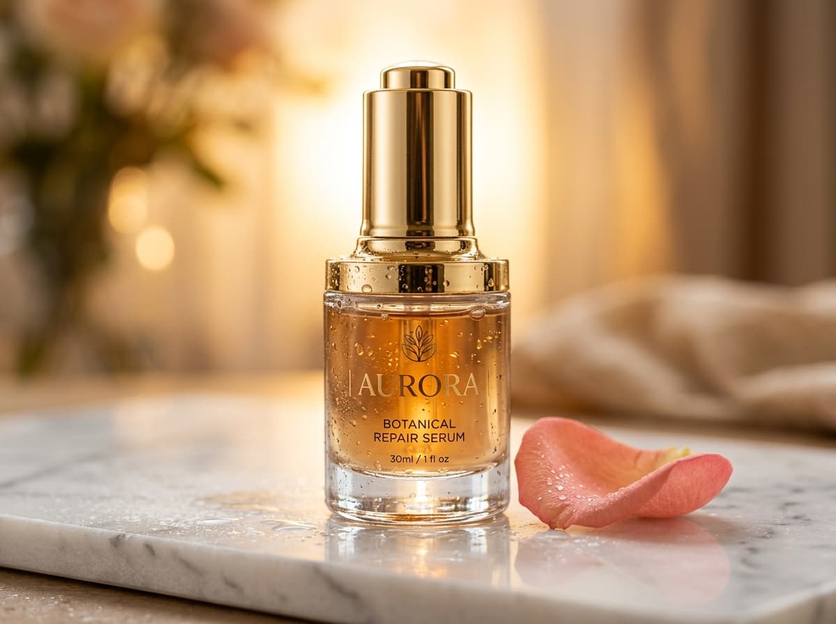 Skincare serum on marble
